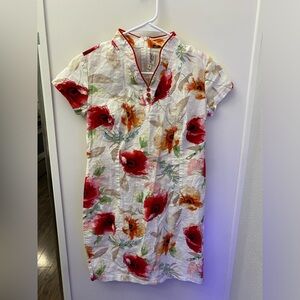 Floral Tunic with Red and Orange Accents